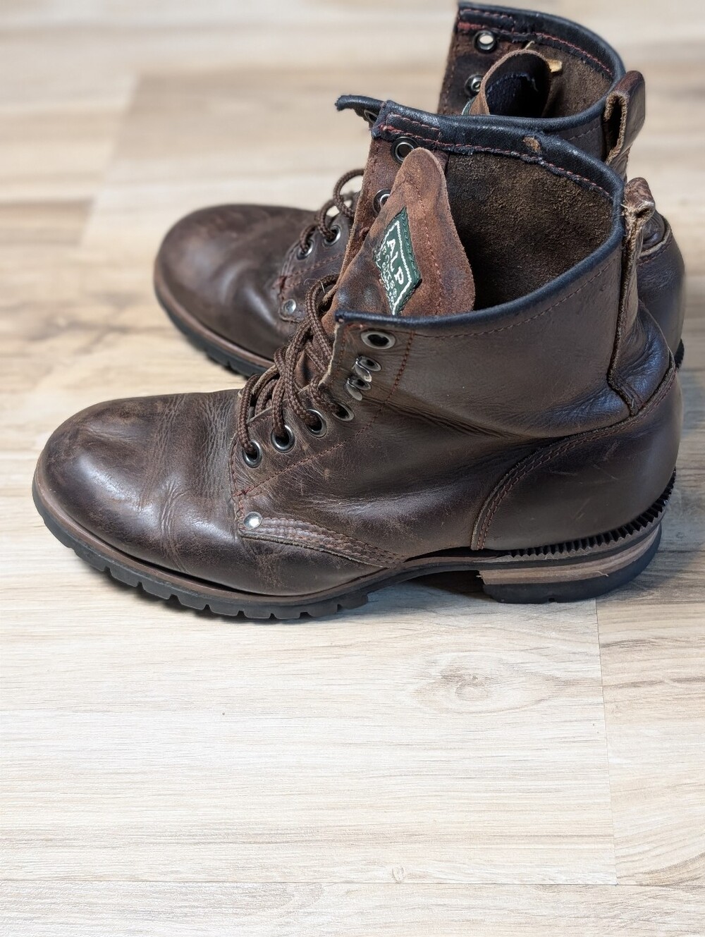 ALP By Golden Fox Brown Leather Lace-Up Work Boots Men's Size